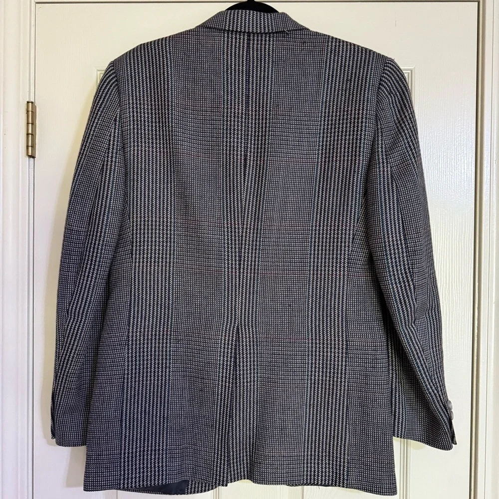 Burberrys Tweed Blazer English Woven Plaid Academia Preppy Old Money Lambs Wool